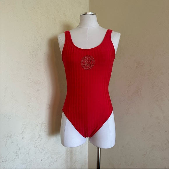 80-90s Vintage Ann Cole Collection 8 Red Low Back One Piece Swimsuit - Picture 7 of 14